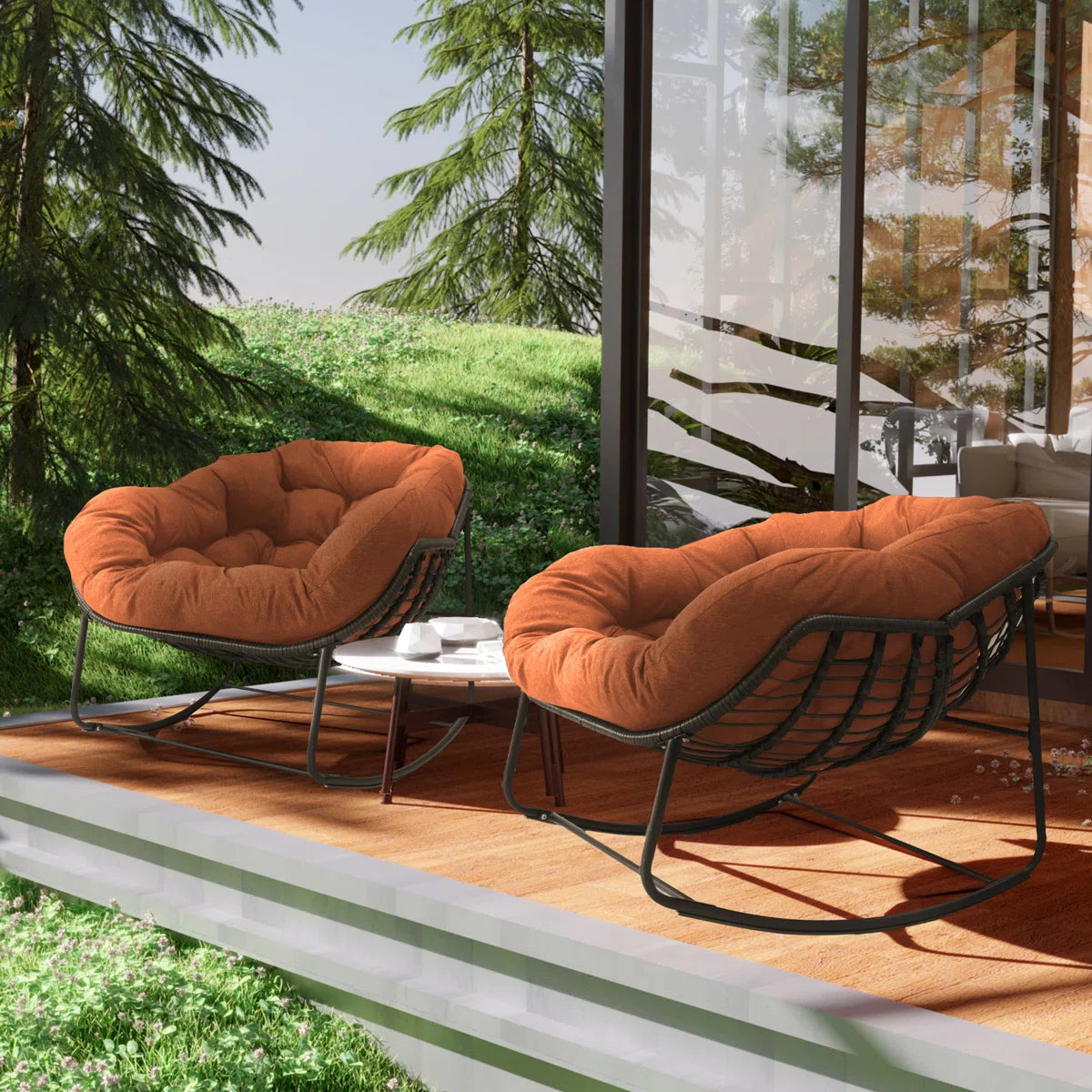 ROADWILD Wicker Outdoor Chair (Set of 2) - Back View