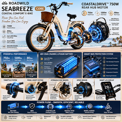 ROADWILD SEABREEZE™ CORE Coastal Comfort E-Bike