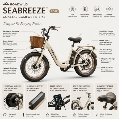 ROADWILD SEABREEZE™ CORE Coastal Comfort E-Bike