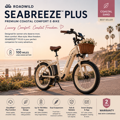 ROADWILD SEABREEZE™ PLUS Premium Coastal Comfort E-Bike