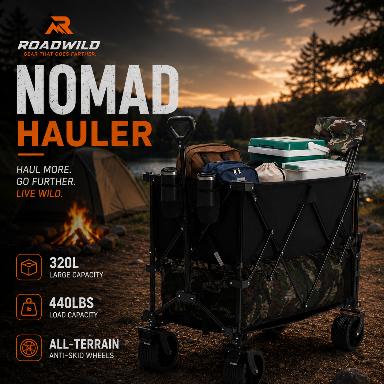 ROADWILD NOMAD HAULER FOLDING WAGON - Main View