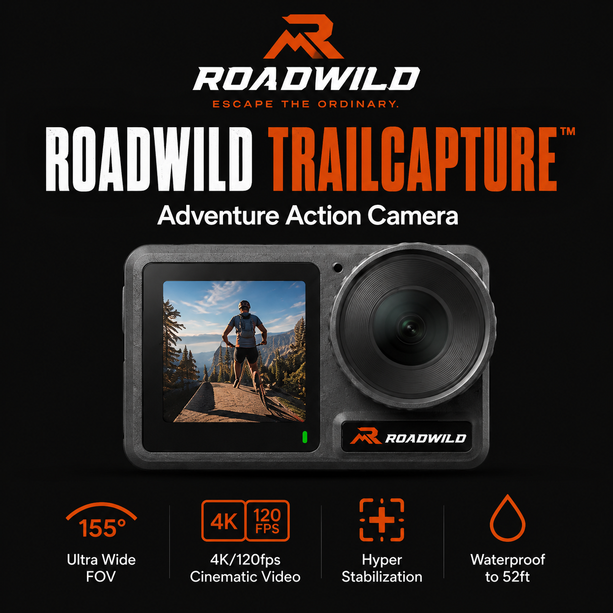 ROADWILD TRAILCAPTURE Adventure Action Camera - Main View