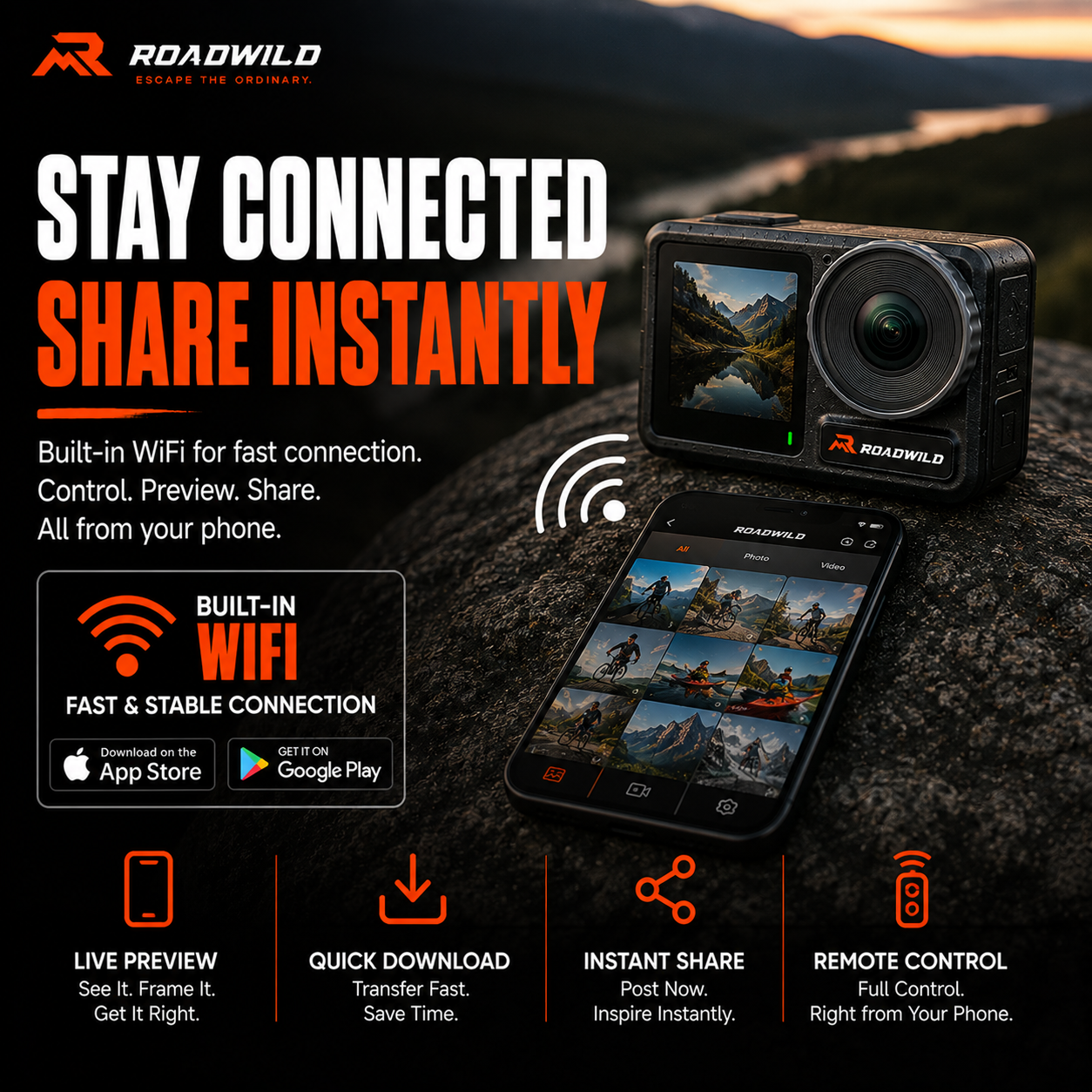 ROADWILD TRAILCAPTURE Adventure Action Camera - Color Options