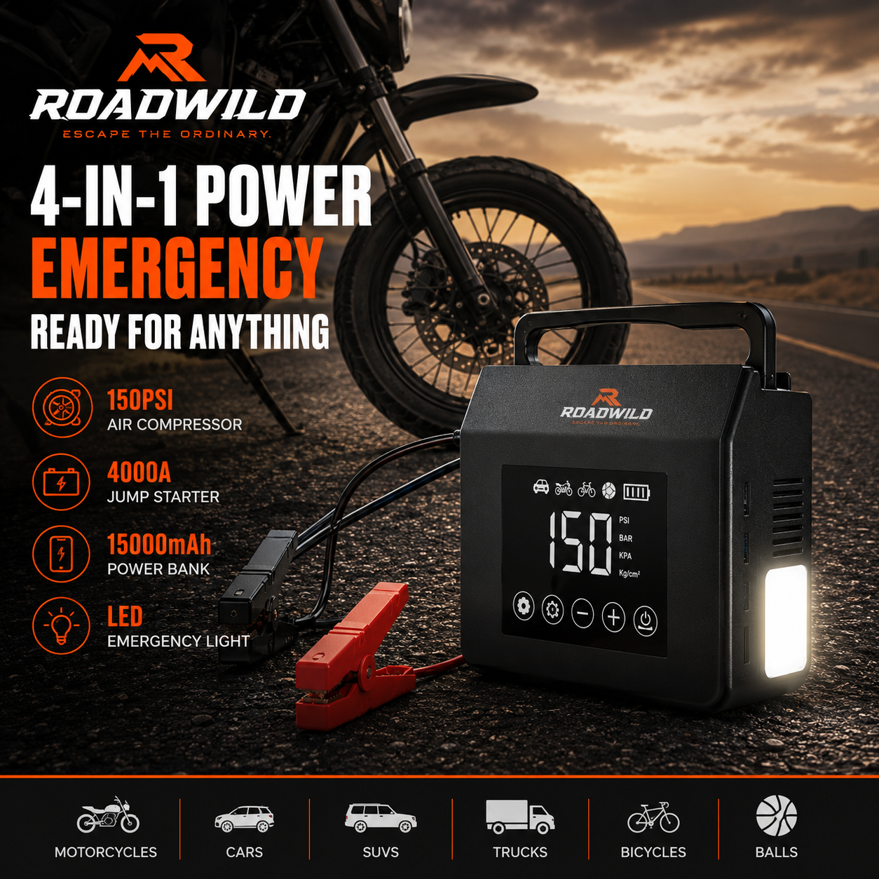 ROADWILD AIRRESCUE 4-IN-1 Emergency Inflator - View 19