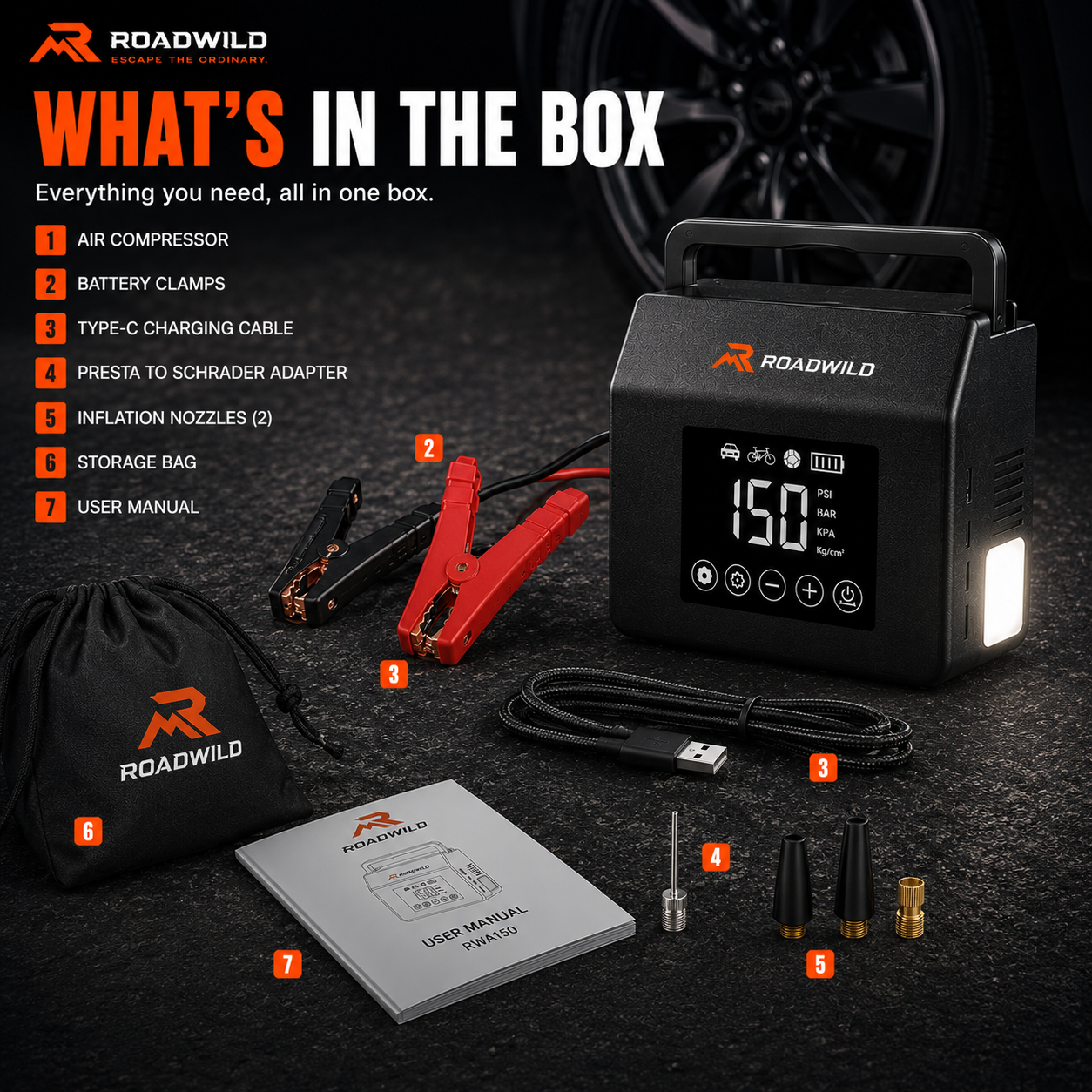 ROADWILD AIRRESCUE 4-IN-1 Emergency Inflator - Top View