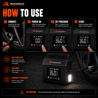 ROADWILD AIRRESCUE 4-IN-1 Emergency Inflator - Color Options
