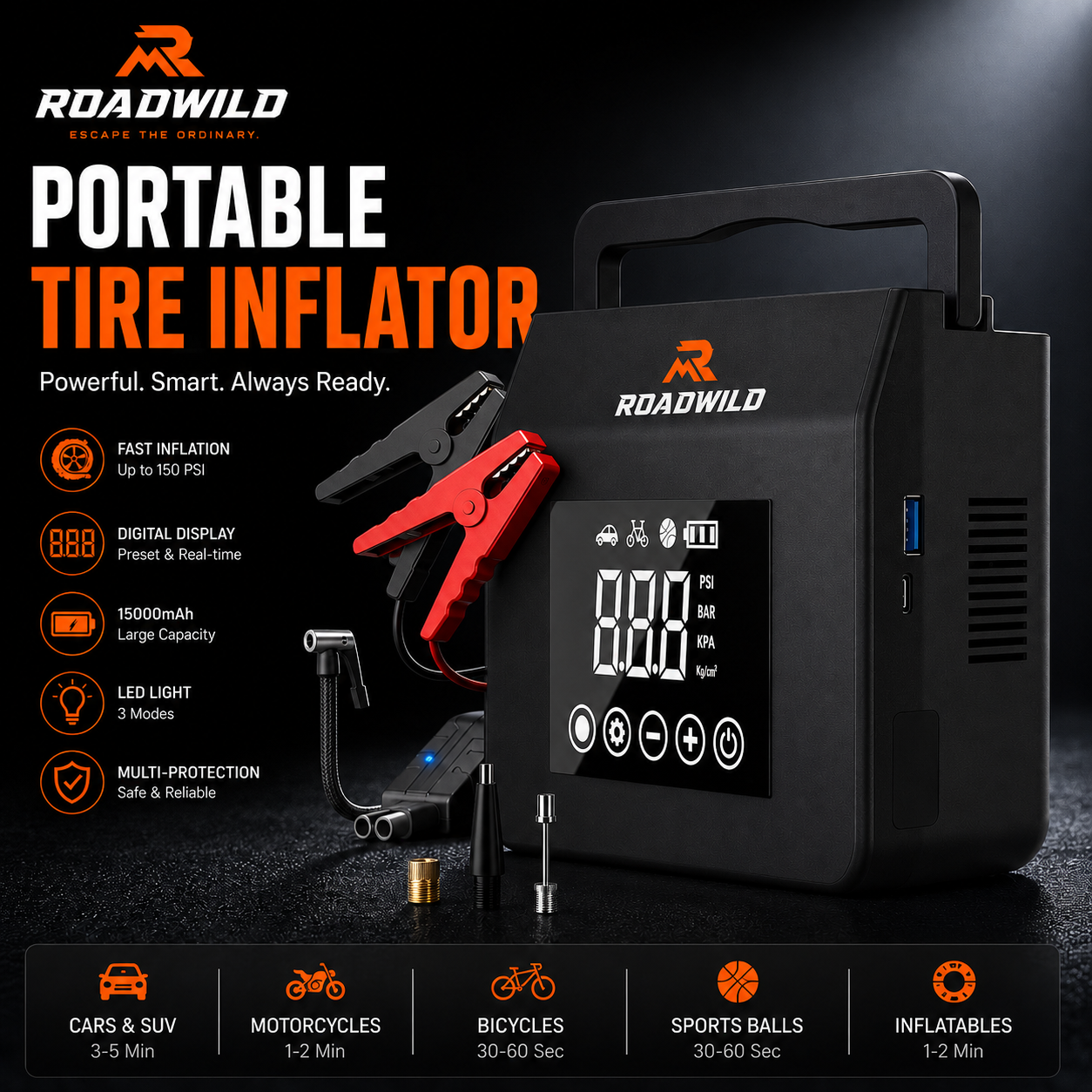 ROADWILD AIRRESCUE 4-IN-1 Emergency Inflator - Main View