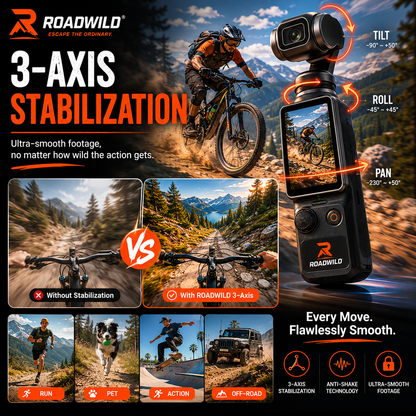 ROADWILD TRAILMUSE 4K Pocket Gimbal Camera - Side View