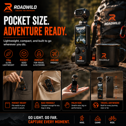 ROADWILD TRAILMUSE 4K Pocket Gimbal Camera - Lifestyle