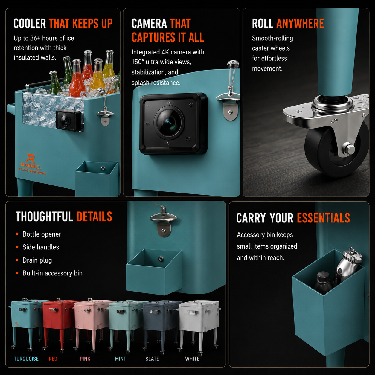ROADWILD CHILLBOX 80QT ROLLING COOLER - Side View