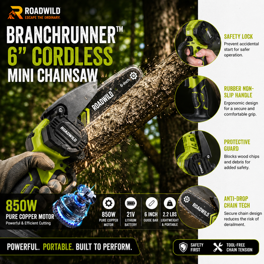 ROADWILD BRANCHRUNNER 6" Cordless Mini Chainsaw - Feature Detail