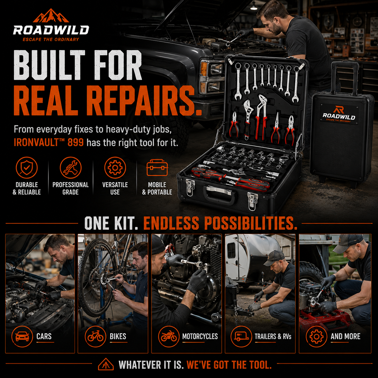 ROADWILD IRONVAULT™ 899-Piece Mobile Tool System