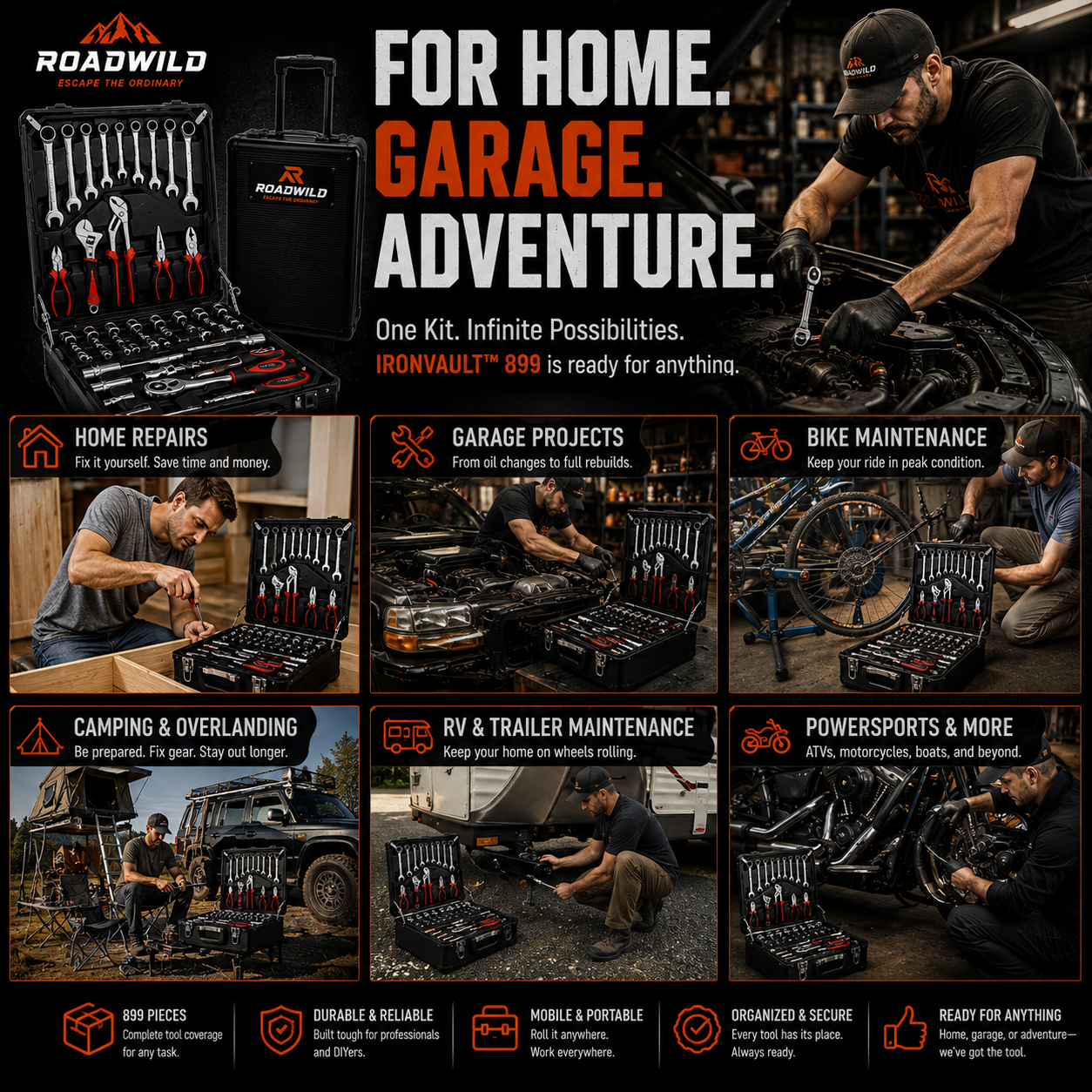 ROADWILD IRONVAULT™ 899-Piece Mobile Tool System
