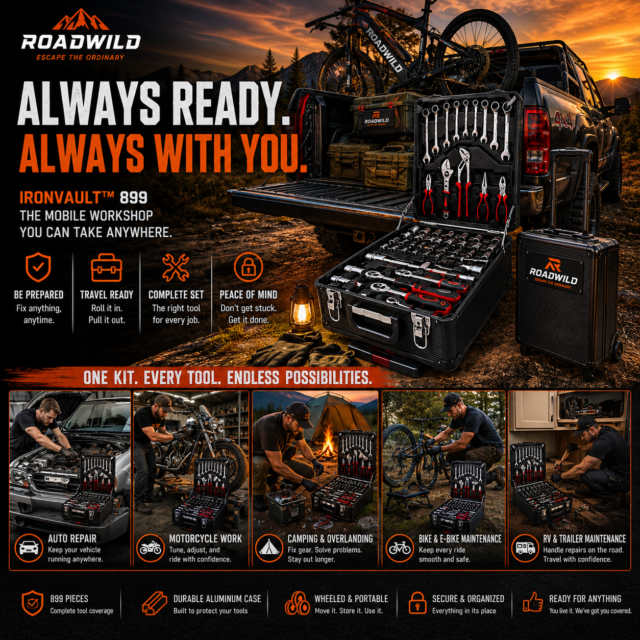 ROADWILD IRONVAULT™ 899-Piece Mobile Tool System