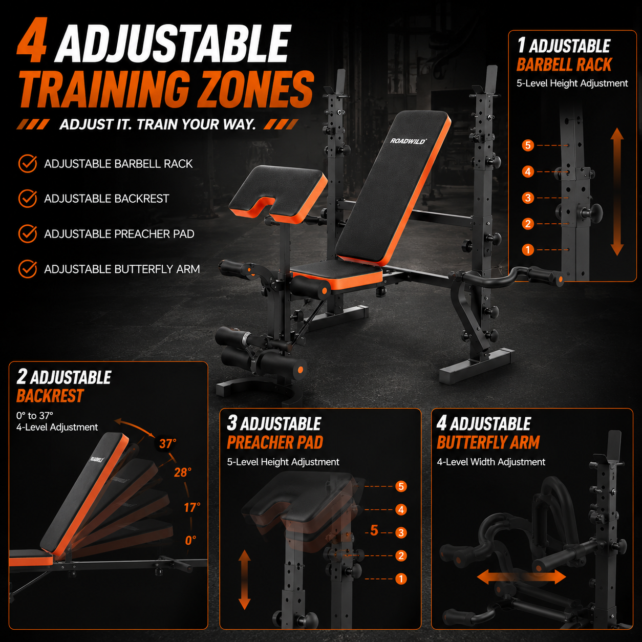 ROADWILD IRONTRAIL™ 6-IN-1 Home Strength Bench
