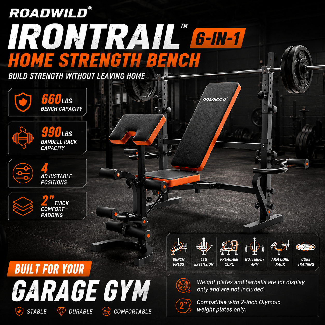 ROADWILD IRONTRAIL™ 6-IN-1 Home Strength Bench