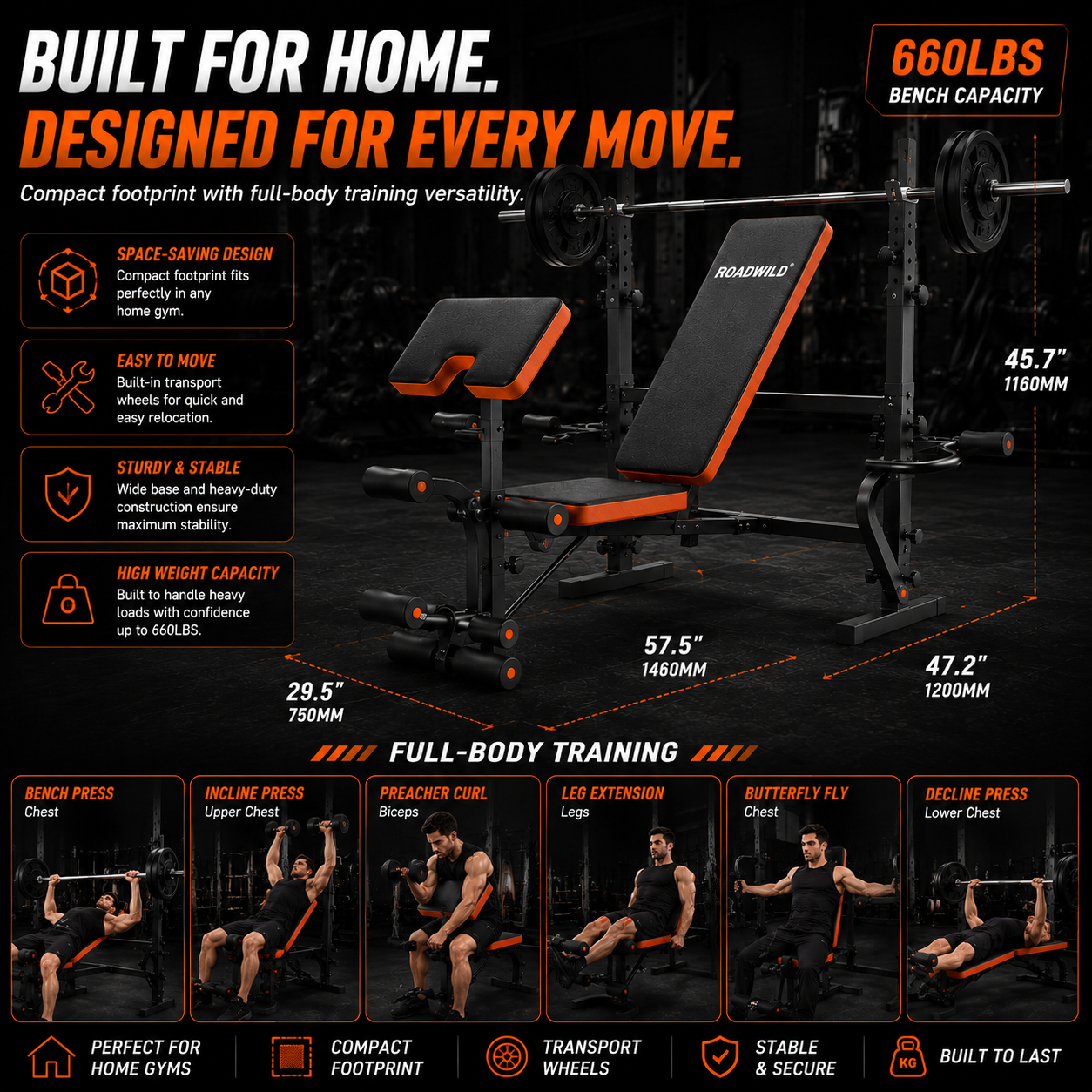 ROADWILD IRONTRAIL™ 6-IN-1 Home Strength Bench