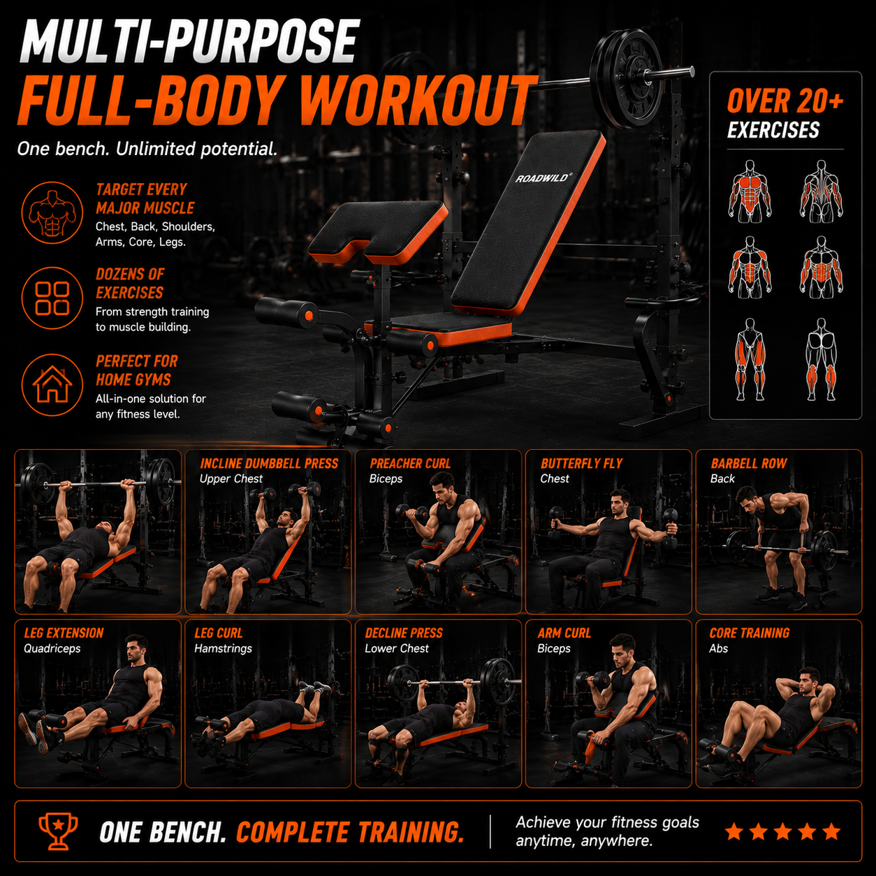 ROADWILD IRONTRAIL™ 6-IN-1 Home Strength Bench