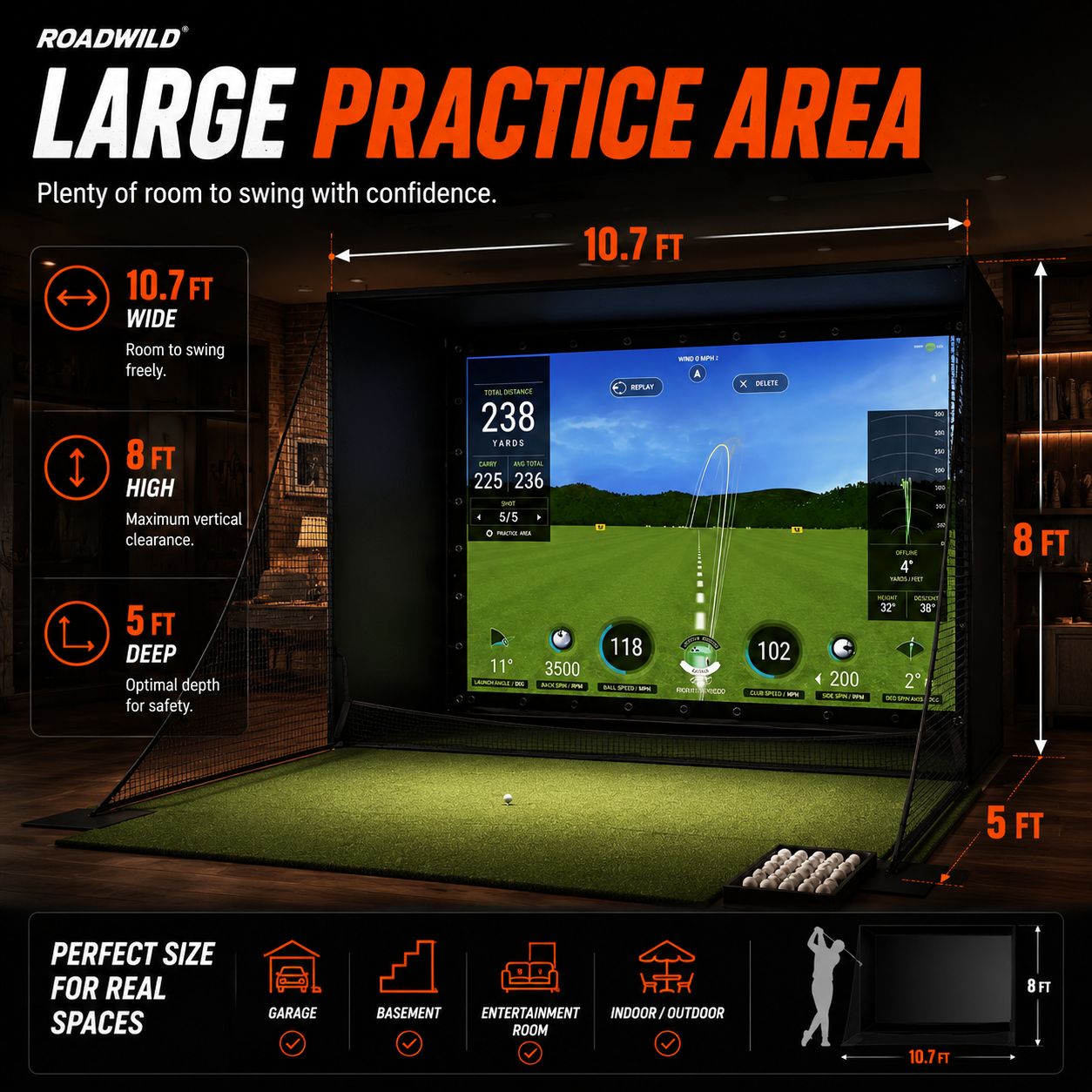 ROADWILD FAIRWAYDOME™ Home Golf Simulator Enclosure
