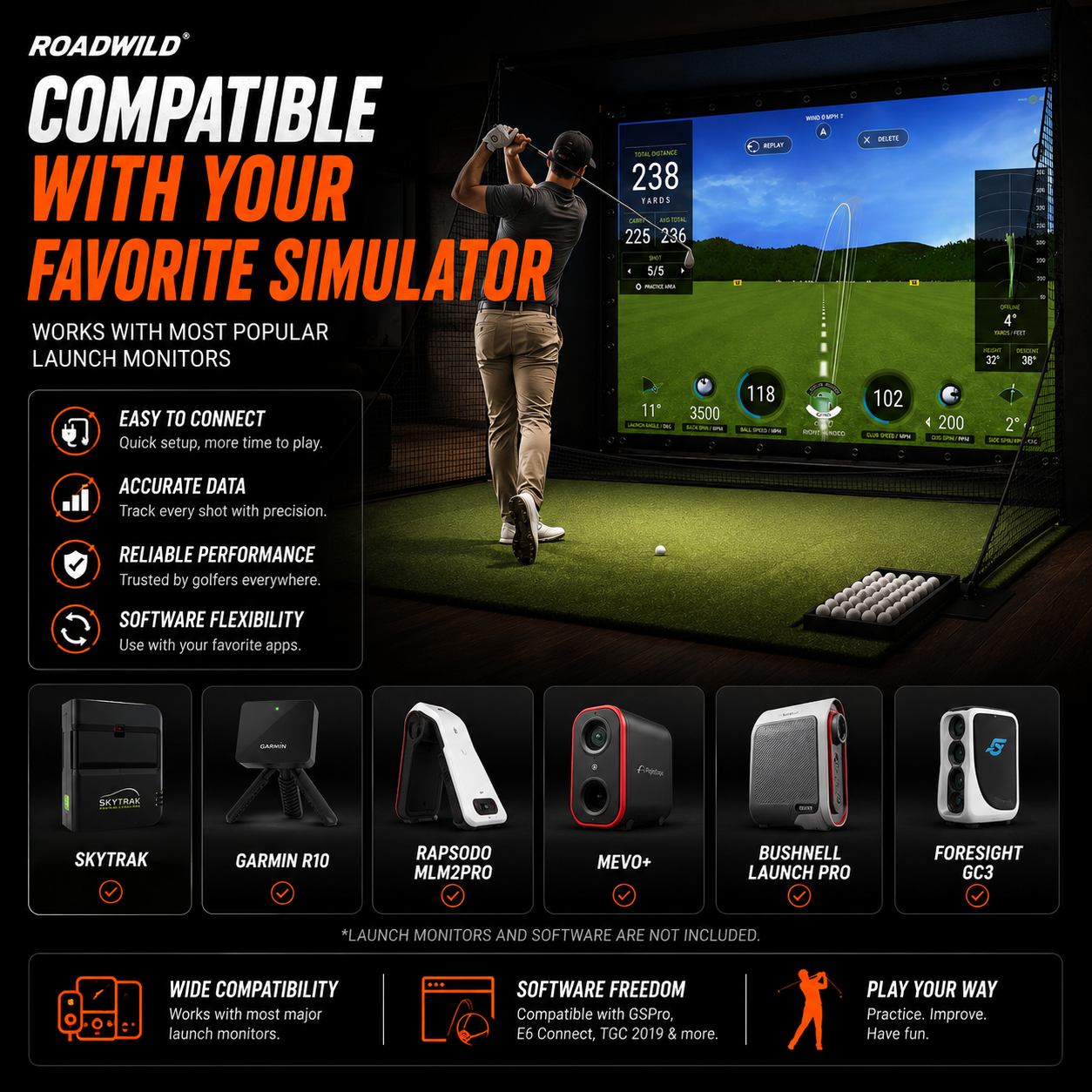 ROADWILD FAIRWAYDOME™ Home Golf Simulator Enclosure