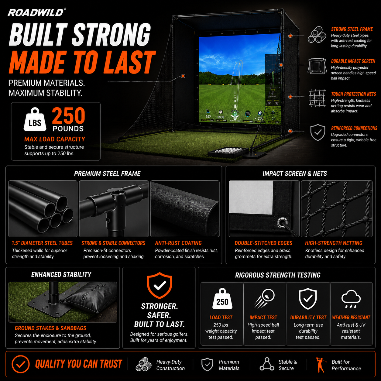 ROADWILD FAIRWAYDOME™ Home Golf Simulator Enclosure