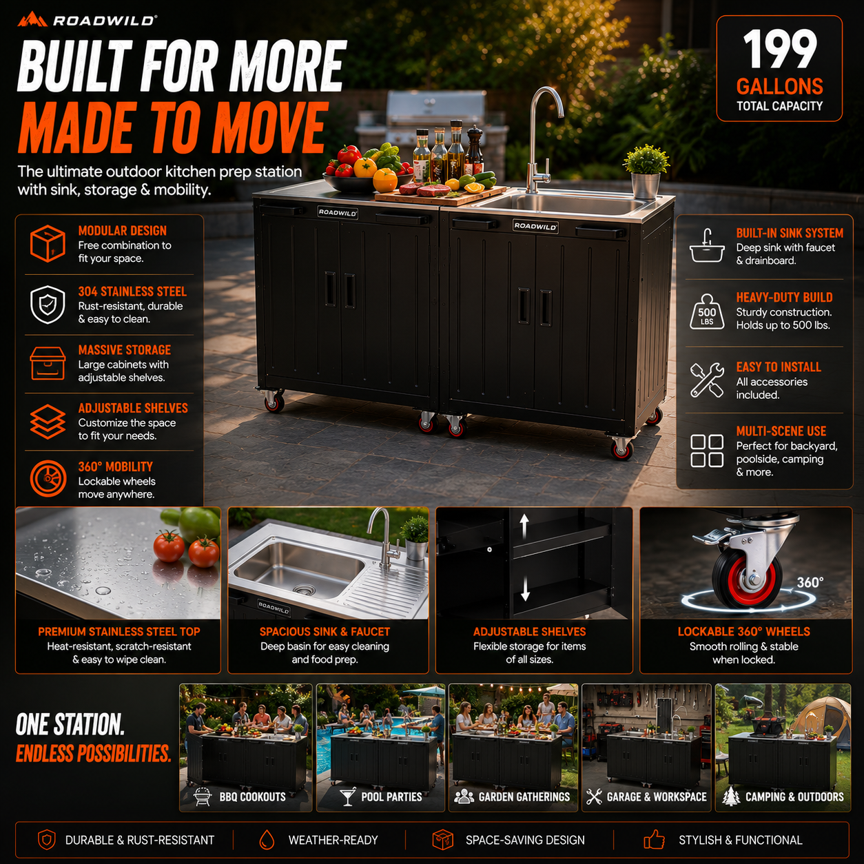 ROADWILD CAMPFORGE™ Outdoor Kitchen Station