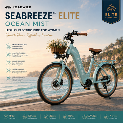 ROADWILD SEABREEZE™ ELITE Luxury Coastal Comfort E-Bike