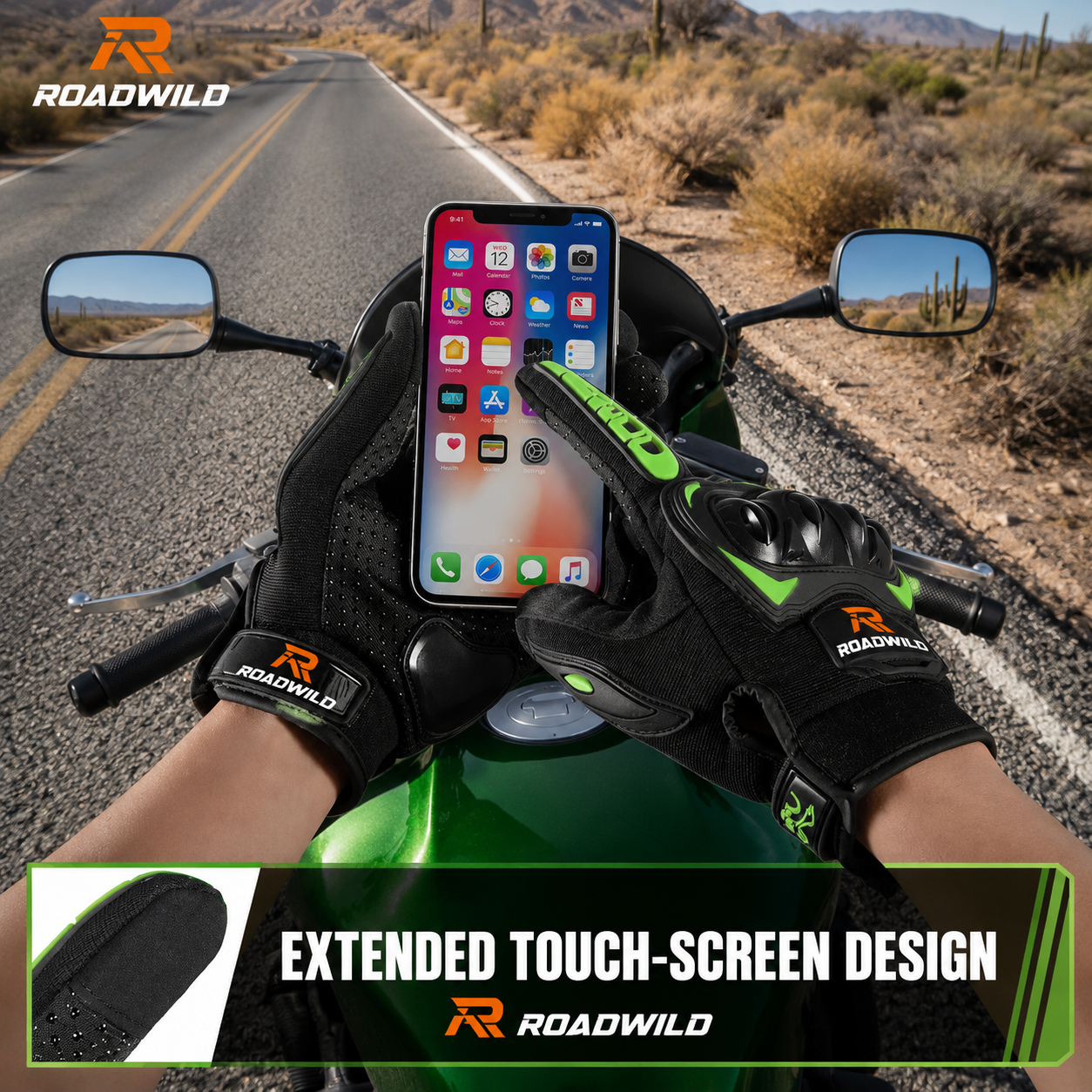 ROADWILD RANGER Tactical Riding Gloves - In Use