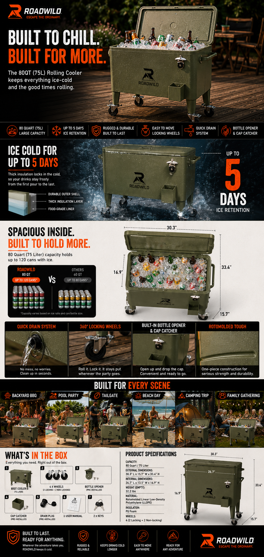 ROADWILD GATHER Outdoor Party Cooler - Color Options