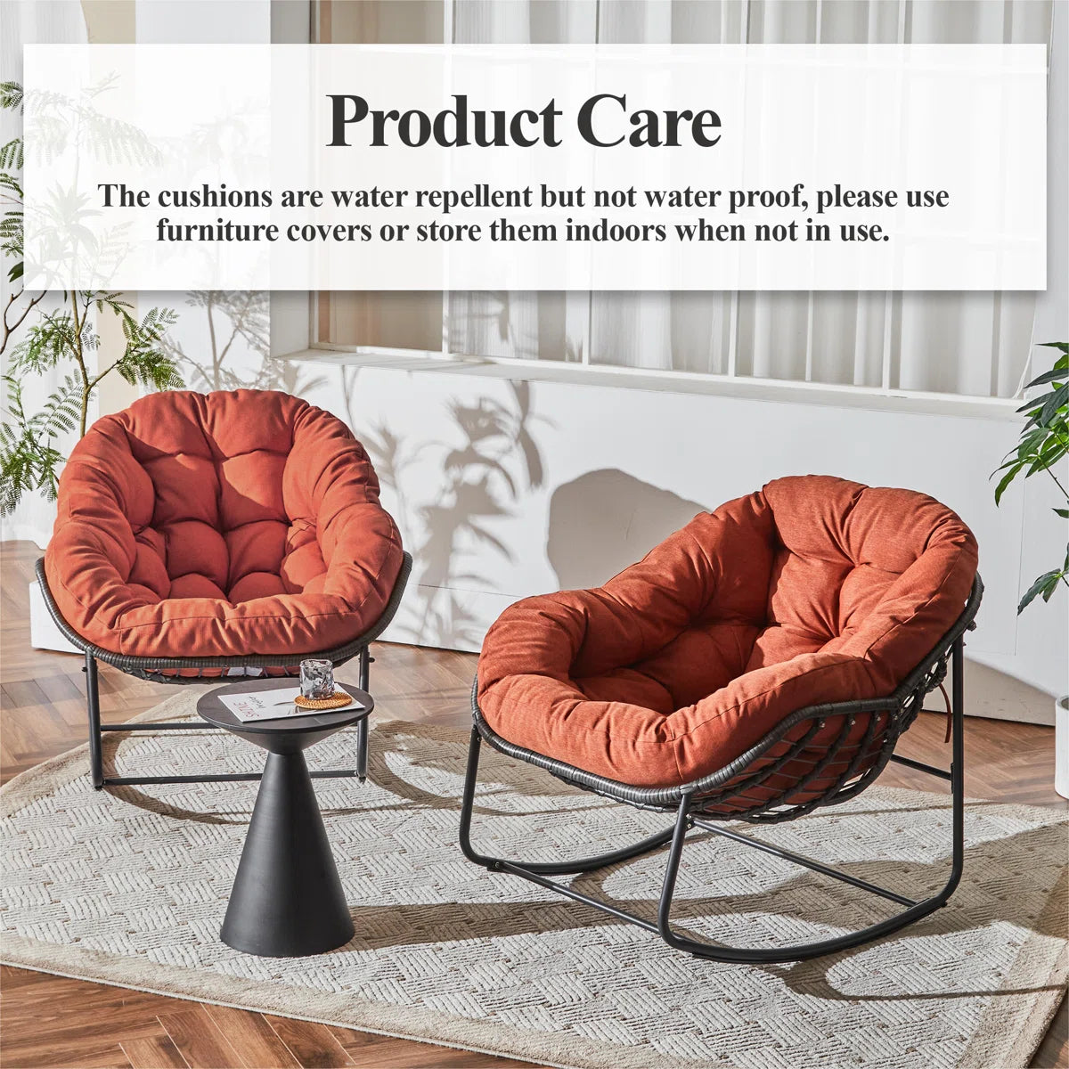 ROADWILD Wicker Outdoor Chair (Set of 2) - Size Reference