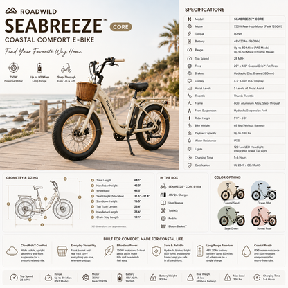 ROADWILD SEABREEZE™ CORE Coastal Comfort E-Bike