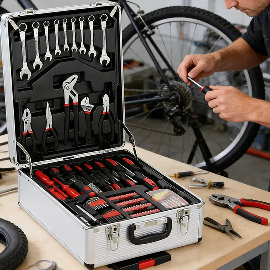 ROADWILD 899-Piece Tool Set - High-Capacity Portable Metal Tool Case,Wheeled Mobile Tool Cabinet, and 4-Tier Aluminum Alloy Storage Unit- A Complete Kit for Mechanical Repair & Home Maintenance