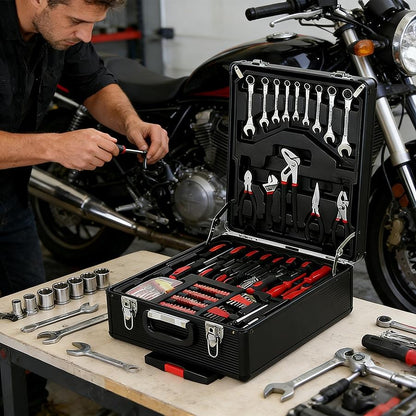 ROADWILD 899-Piece Tool Set - High-Capacity Portable Metal Tool Case,Wheeled Mobile Tool Cabinet, and 4-Tier Aluminum Alloy Storage Unit- A Complete Kit for Mechanical Repair & Home Maintenance