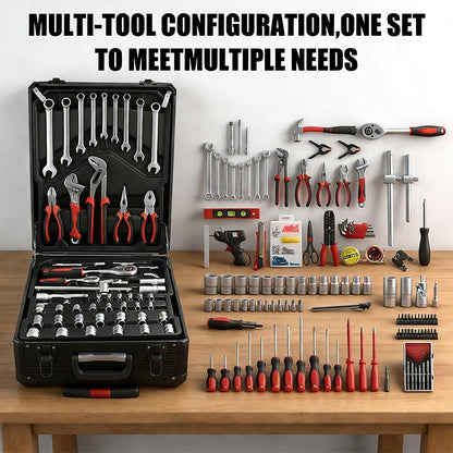 ROADWILD 899-Piece Tool Set - High-Capacity Portable Metal Tool Case,Wheeled Mobile Tool Cabinet, and 4-Tier Aluminum Alloy Storage Unit- A Complete Kit for Mechanical Repair & Home Maintenance