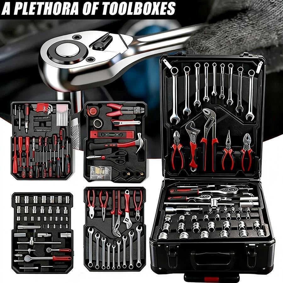 ROADWILD 899-Piece Tool Set - High-Capacity Portable Metal Tool Case,Wheeled Mobile Tool Cabinet, and 4-Tier Aluminum Alloy Storage Unit- A Complete Kit for Mechanical Repair & Home Maintenance