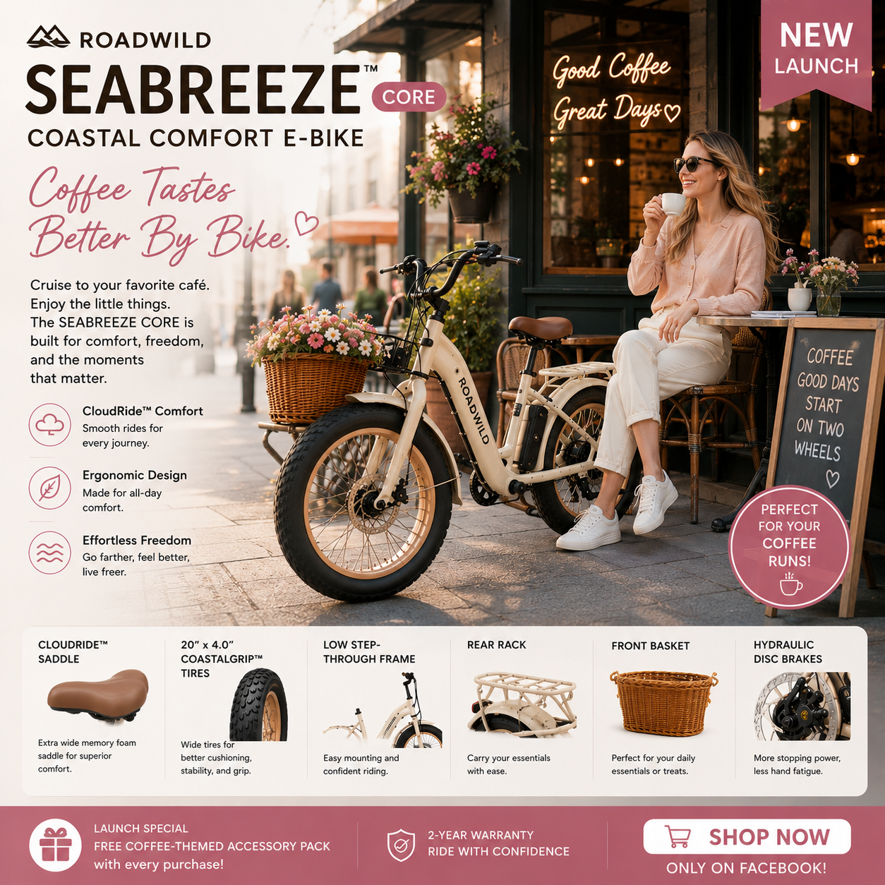 ROADWILD SEABREEZE™ CORE Coastal Comfort E-Bike