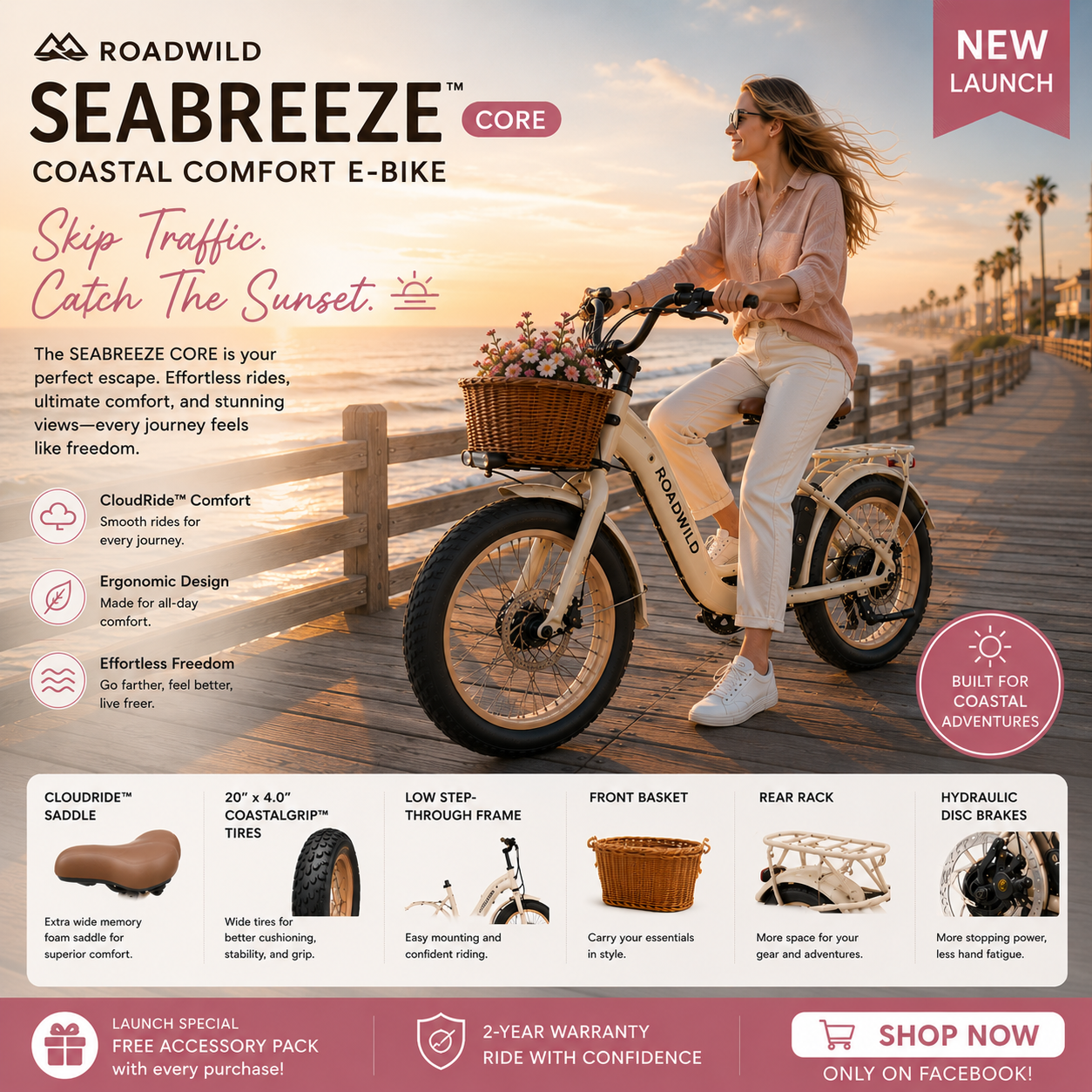 ROADWILD SEABREEZE™ CORE Coastal Comfort E-Bike